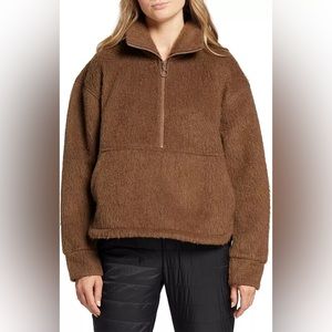Alpine Design Women’s Cozy Cottage Fleece 1/2 Zip Pullover Top Brown Sz Small